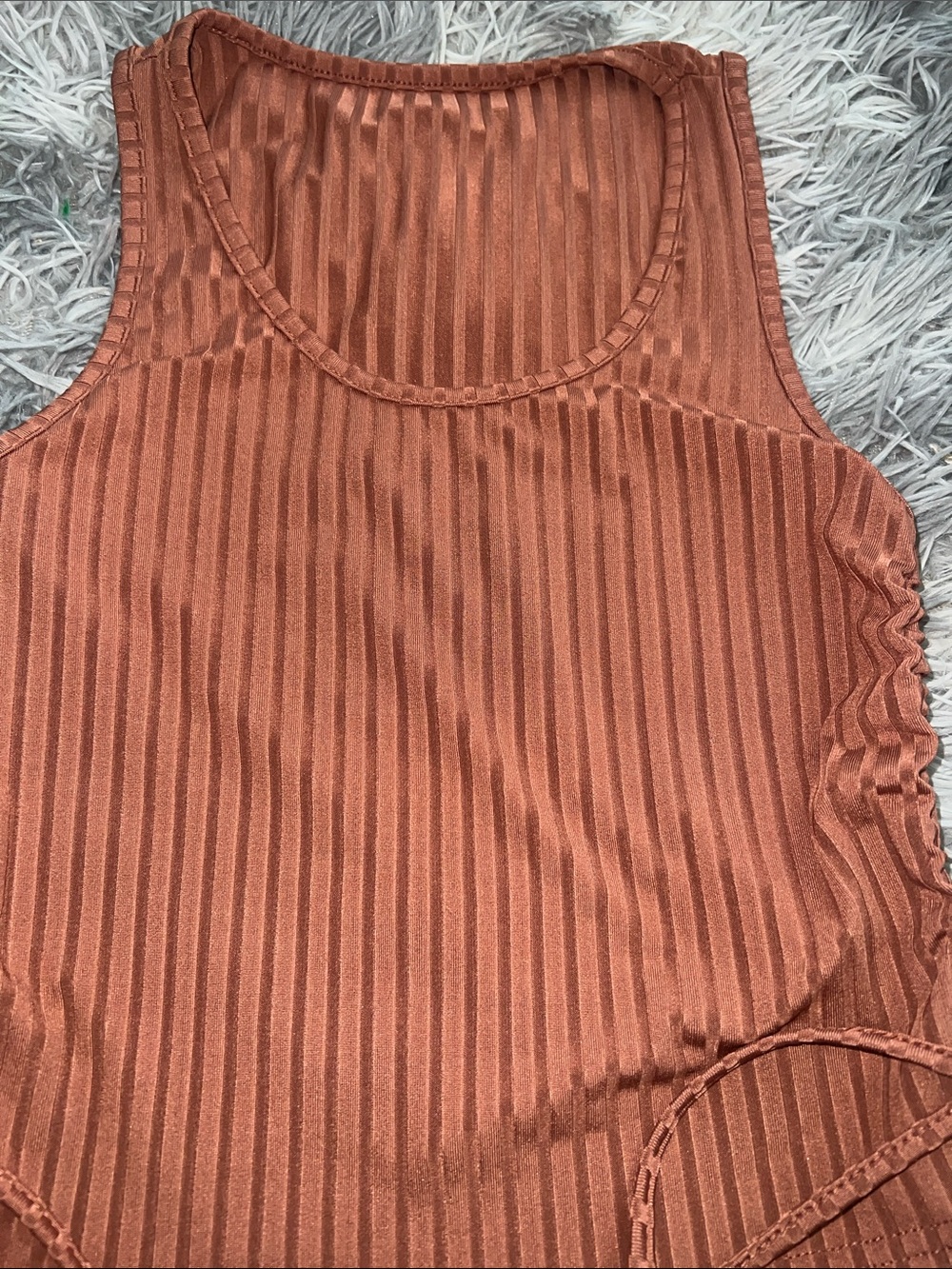 Rust Ribbed Tank Top with Side Ties - Picture 4 of 4